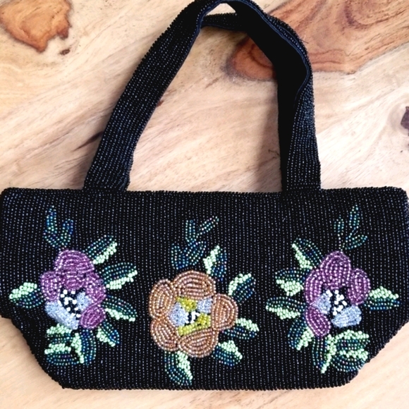 Vintage Christiana Floral Micro Bead Evening Bag - Picture 5 of 11